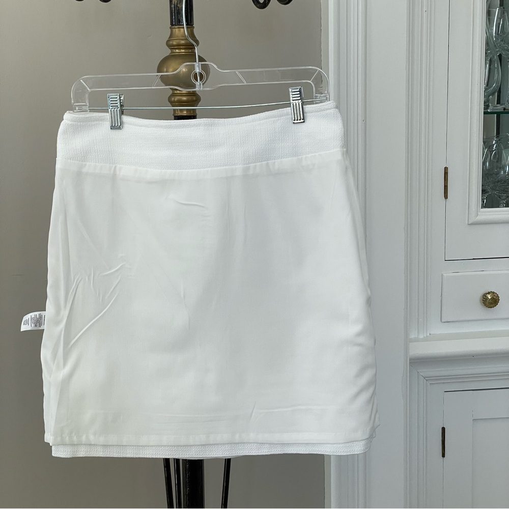 Talbots Skirt Womens 8 White NWOT Texture Stretch Lined Exposed Zipper Casual - Picture 9 of 11